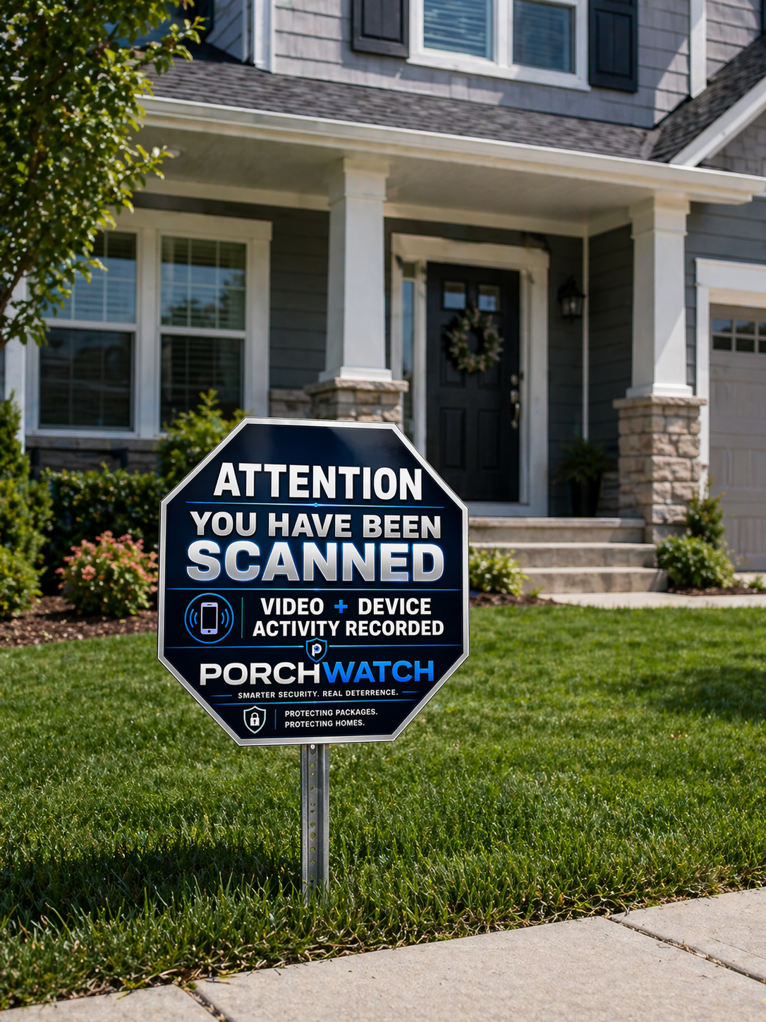 PorchWatch Security Yard Sign – Theft Deterrent System